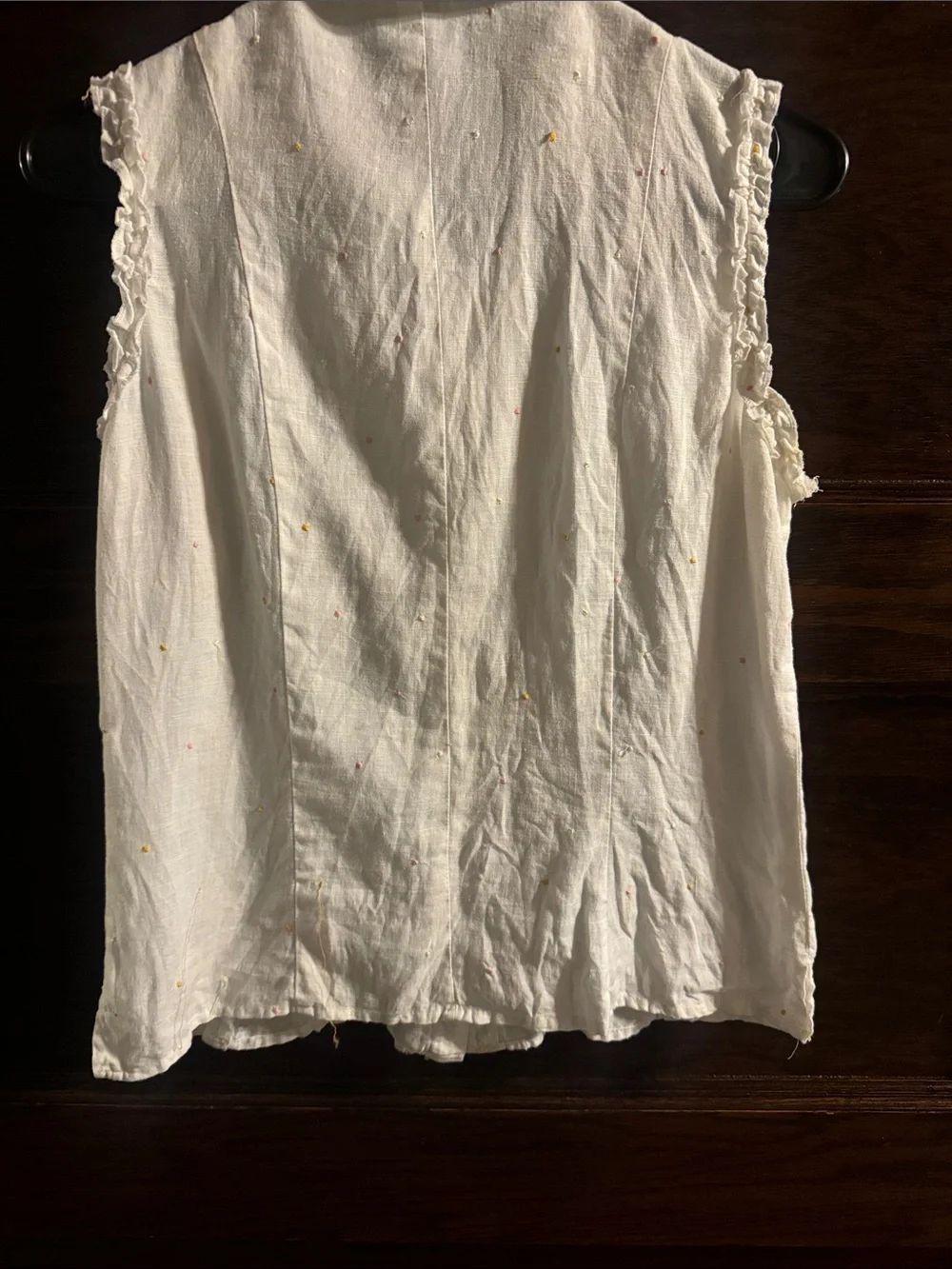 Sleeveless Ruffled Button-Front Top - White - Picture 5 of 6